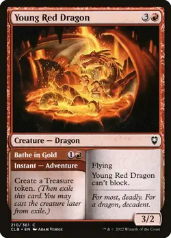 [MTG] Young Red Dragon // Bathe in Gold (Foil) (210) (CLB) NM - Image 1