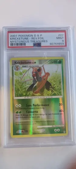 PSA 9 Mint Kricketune Reverse Holo 2007 Pokemon Mysterious Treasures #27 - Image 1