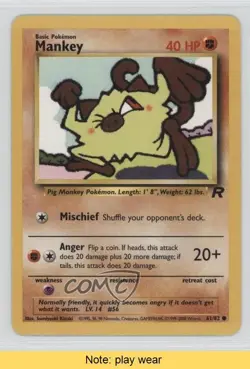 Mankey Pokemon Team Rocket #61 2000 READ 2f4 - Image 1