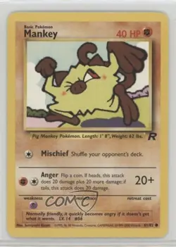 Mankey Pokemon Team Rocket #61 2000 0ed - Image 1