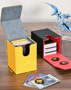 Card Deck Box for Yugioh MTG, 100+ Deck Case with 2 Dividers, PU Leather Storage - Image 4