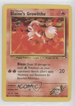Blaine's Growlithe Pokemon Gym Heroes #62 2000 0l4h - Image 1