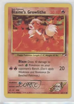 Blaine's Growlithe Pokemon Gym Heroes #62 2000 xy1 - Image 1