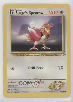 Lt Surge's Spearow Pokemon Gym Heroes #52 2000 0s9z - Image 1