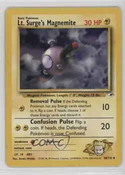 Lt Surge's Magnemite Pokemon Gym Heroes #50 2000 2f4 - Image 1