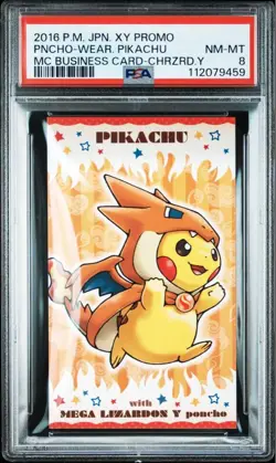 PSA 8 Pokemon Poncho Pikachu Charizard XY Promo Japanese 2016 Business Card JP - Image 1