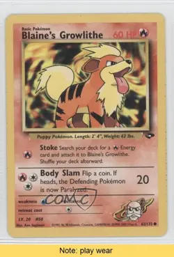 Blaine's Growlithe Pokemon Gym Challenge #62 2000 READ 0a1 - Image 1