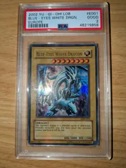Blue-Eyes White Dragon EU LOB-E001 PSA 2 GOOD Legend of Blue Eyes Yugioh! - Image 1