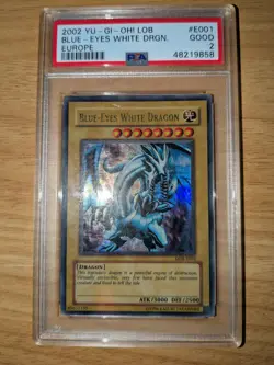 Blue-Eyes White Dragon EU LOB-E001 PSA 2 GOOD Legend of Blue Eyes Yugioh! - Image 1