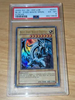 Blue-Eyes White Dragon EU LOB-E001 PSA 6 EX - MT Legend of Blue Eyes Yugioh! - Image 1