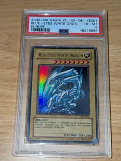 Blue-Eyes White Dragon EU SDK-E001 PSA 6 EX - MT Starter Deck Kaiba Yugioh! - Image 1