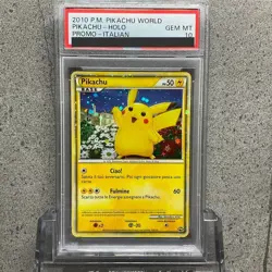 PSA 10 Pokemon Trading Card Pikachu World Pikachu Italy Holo Promo - Image 1