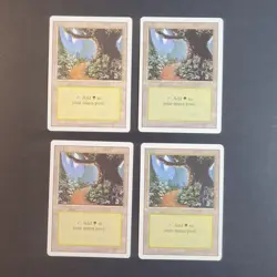 MTG - 4x Revised Edition - Forest B - LP/LP+ - Vintage White Border Land - Magic - Image 2