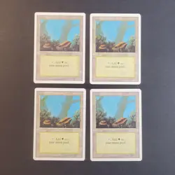 MTG - 4x Revised Edition - Forest A - LP/LP+ - Vintage White Border Land - Magic - Image 2