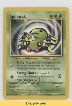 Spinarak Pokemon Neo Genesis #75 2000 READ q0l - Image 1