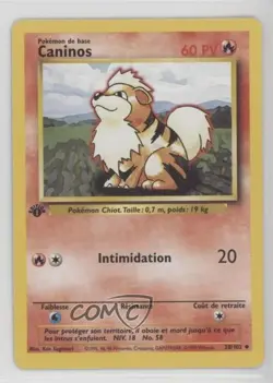 Growlithe French 1st Ed. Pokemon Base Set #28 1999 17lf - Image 1