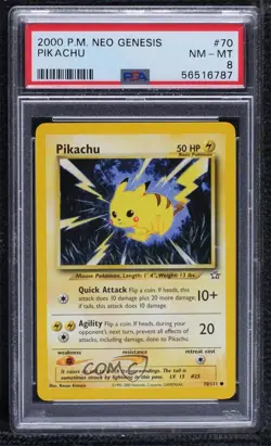 Pikachu Pokemon Neo Genesis PSA 8 2000 2f4 - Image 1