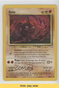 Onix Pokemon Neo Genesis #69 2000 READ 2f4 - Image 1
