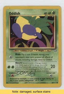 Oddish Pokemon Neo Genesis #68 2000 READ 1v4 - Image 1