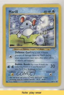 Marill Pokemon Neo Genesis #66 2000 READ fm0 - Image 1