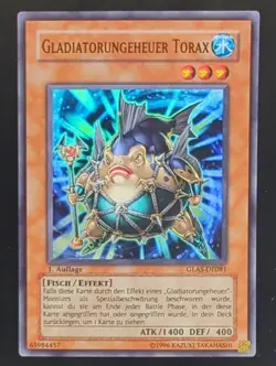 Gladiatorungeheuer Torax GLAS-DE081 Super Rare 1. Auflage EX YUGIOH - Image 1