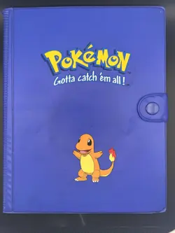 Vintage 1999 Pokemon Charmander Blue 4 Pocket 30 Page Trading Card Binder Rare - Image 1