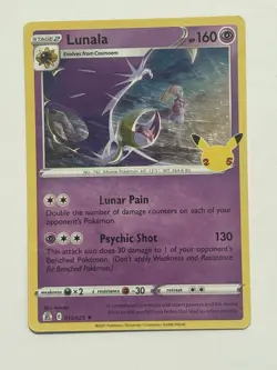Lunala 015/025 Holo Rare Celebrations 25th Anniversary Pokemon Card NM - Image 1