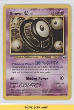 Unown (O) Pokemon Neo Discovery #69 2001 READ 3m2 - Image 1
