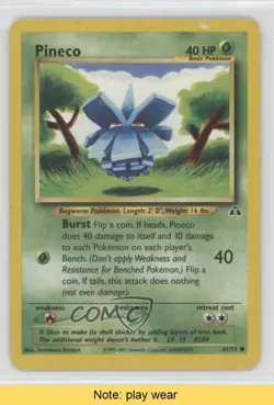 Pineco Pokemon Neo Discovery #61 2001 READ q0l - Image 1
