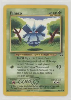 Pineco Pokemon Neo Discovery #61 2001 1fe2 - Image 1