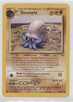Omanyte Pokemon Neo Discovery #60 2001 10cj - Image 1