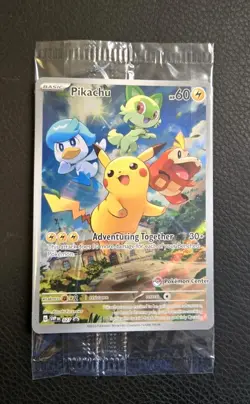 Pikachu SVP 027 - Pokemon Center Stamped Promo Paldea Evolved - New And Sealed - Image 1