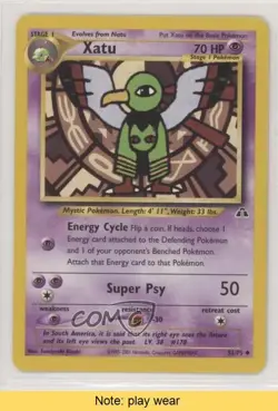 Xatu Pokemon Neo Discovery #52 2001 READ 0b3 - Image 1