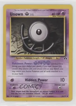 Unown (U) Pokemon Neo Discovery #51 2001 10cj - Image 1