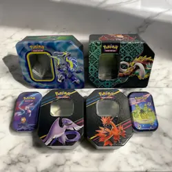 Lot Of 6 Pokemon Empty Card Tin Boxes Variety Size - Image 1