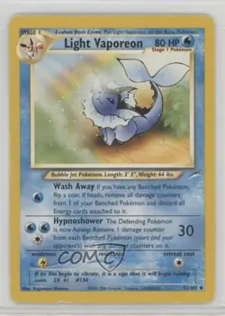 Light Vaporeon Pokemon Neo Destiny #52 2002 10cj - Image 1