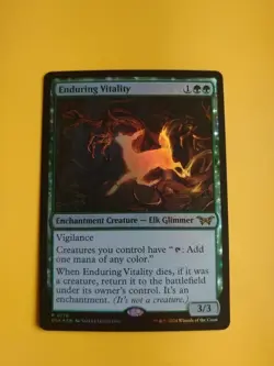 Enduring Vitality Rare. DSK Elf Glimmer FOIL Magic the Gathering Card. - Image 1