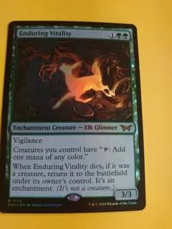 Enduring Vitality Rare. DSK Elf Glimmer FOIL Magic the Gathering Card. - Image 2