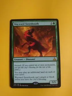Wayward Swordtooth. RIX rare Dinosaur Magic the Gathering Card. - Image 1