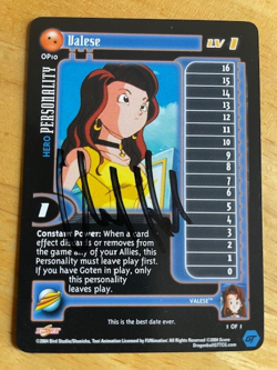 DRAGON BALL GT VALESE CARD # OP10 SIGNED BY VOICE ACTOR CHUCK HUBER - Image 1