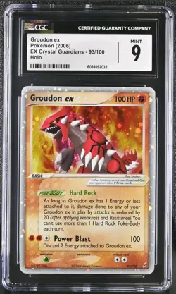 Groudon Ex 93/100 EX Crystal Guardians Holo Ultra Rare Pokemon CGC 9 MINT - Image 1