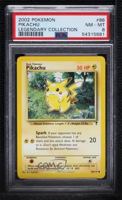 Pikachu Pokemon Legendary Collection PSA 8 2002 2f4 - Image 1