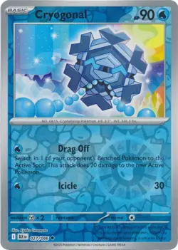 Cryogonal 027/086 Reverse Holo Black Bolt BLK English Pokemon Card NM - Image 1