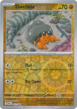Dwebble 051/086 Reverse Holo Black Bolt BLK English Pokemon Card NM - Image 1