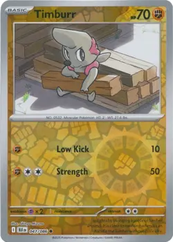Timburr 047/086 Reverse Holo Black Bolt BLK English Pokemon Card NM - Image 1
