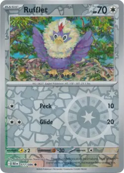 Rufflet 077/086 Reverse Holo Black Bolt BLK English Pokemon Card NM - Image 1