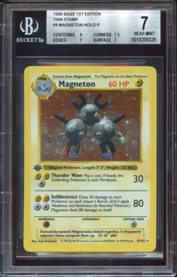 Magneton 9/102 Base Set 1. Edition Shadowless Holo Pokemon BGS 7 - Image 1