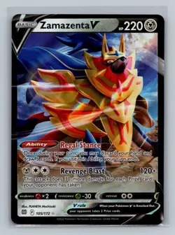 Zamazenta V 105/172 Pokemon Sword & Shield: Brilliant Stars TCG Ultra Rare NM - Image 1