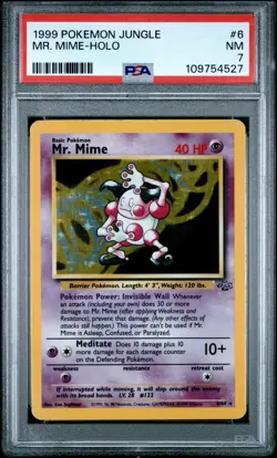 PSA 7 Mr. Mime 6/64 HOLO Jungle Unlimited 1999 Vintage WOTC Pokemon Card NM - Image 3