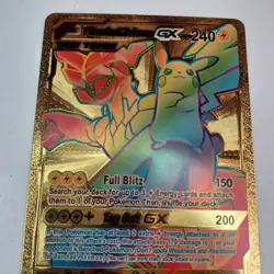 Pokemon Pikachu & Zekrom GX Tag Team Gold Foil Rainbow Art Metal Card Excellent - Image 4
